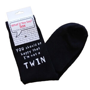 Foozys Graphic Funny Black Socks Happy Im Not A Twin Unisex One Size